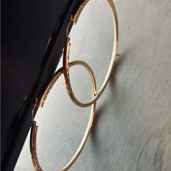 Elegant Large Gold Hoop Earrings (2 inches across) - Picture 3 of 6